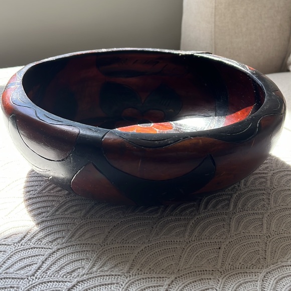🤎 Vintage Wood Floral Catch-all Bowl - Picture 3 of 8